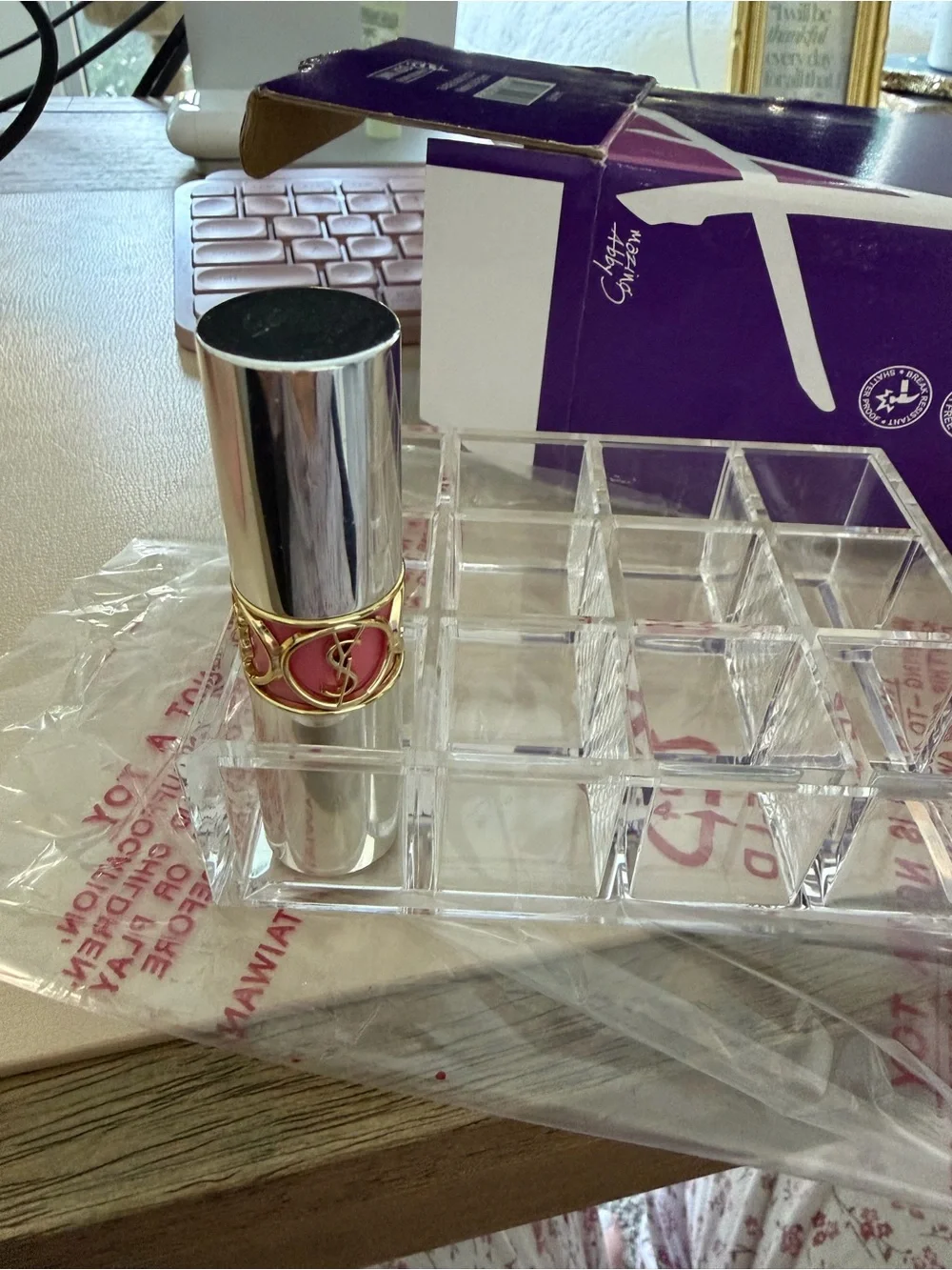 Clear Acrylic Makeup lipstick Organizer Tray - Transparent Cosmetic Storage